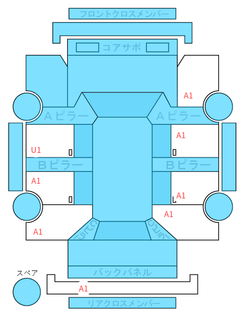 Body condition diagram (damage marks, Japanese labels)