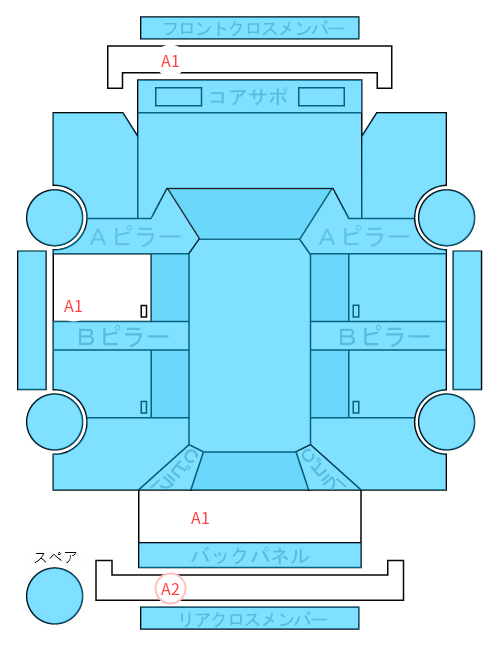 Body condition diagram (damage marks, Japanese labels)