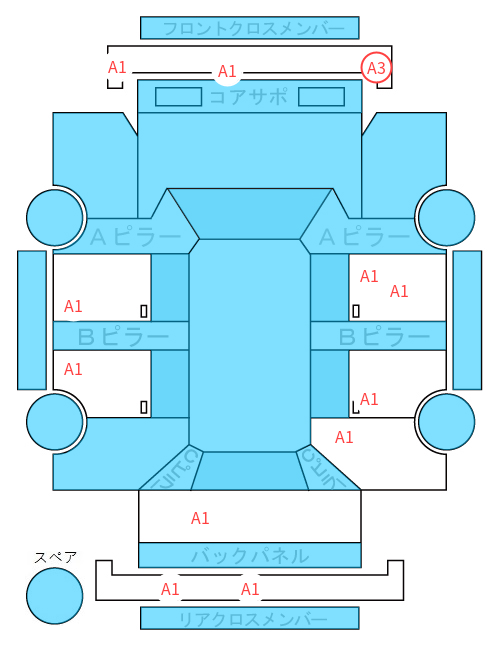Body condition diagram (damage marks, Japanese labels)