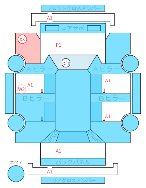 Body condition diagram (damage marks, Japanese labels)