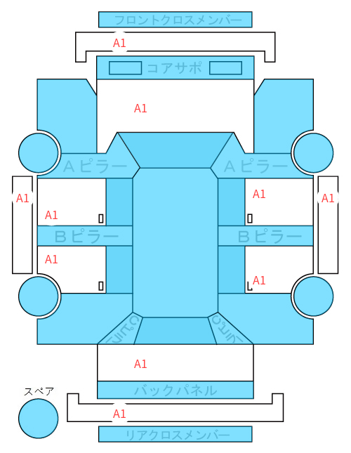 Body condition diagram (damage marks, Japanese labels)