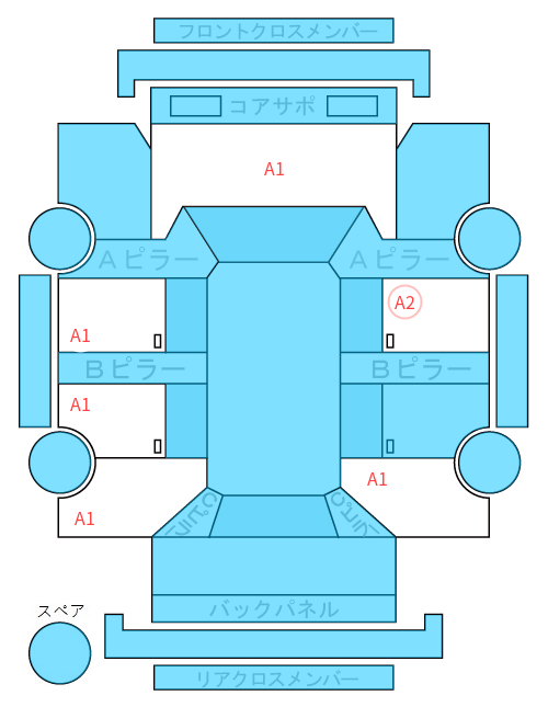 Body condition diagram (damage marks, Japanese labels)