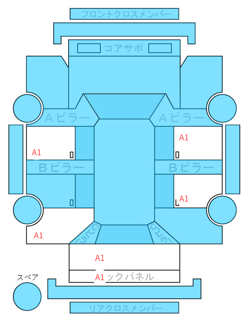 Body condition diagram (damage marks, Japanese labels)