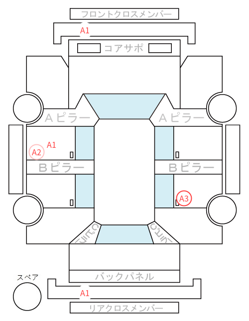 Body condition diagram (damage marks, Japanese labels)