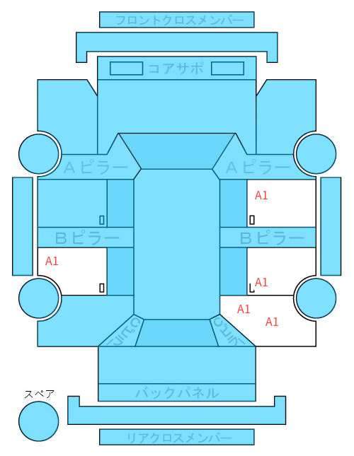 Body condition diagram (damage marks, Japanese labels)