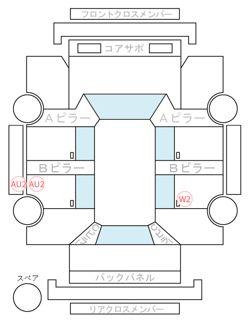 Body condition diagram (damage marks, Japanese labels)