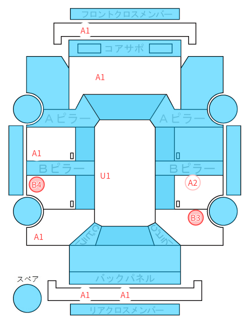 Body condition diagram (damage marks, Japanese labels)