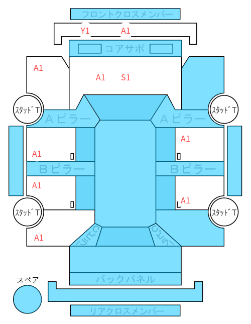 Body condition diagram (damage marks, Japanese labels)