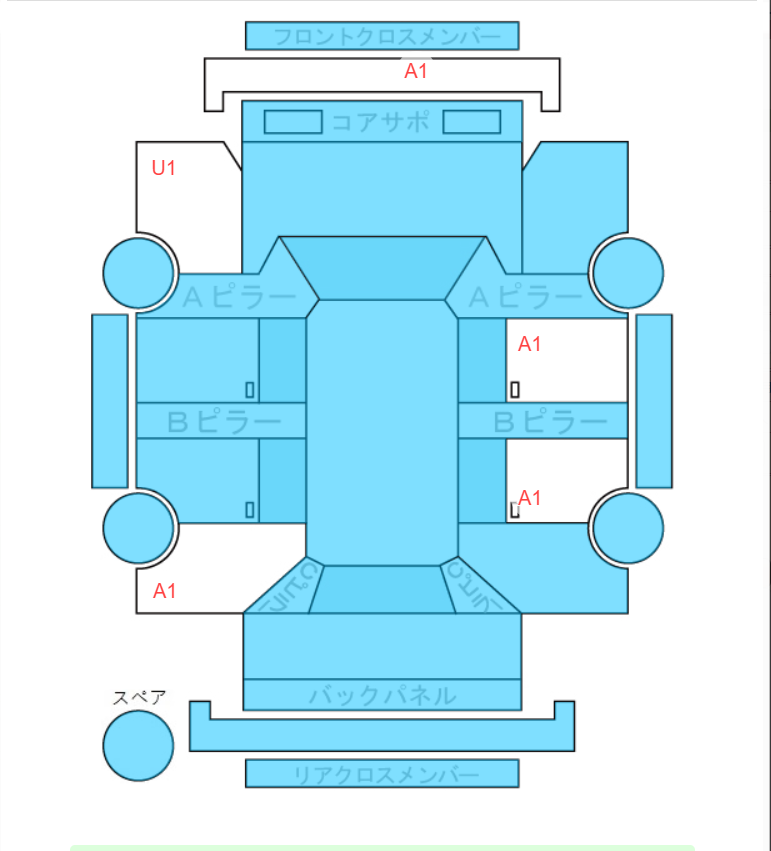Body condition diagram (damage marks, Japanese labels)