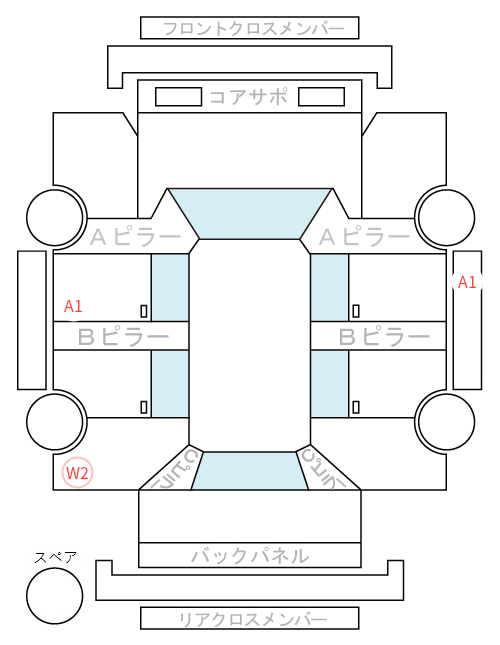 Body condition diagram (damage marks, Japanese labels)