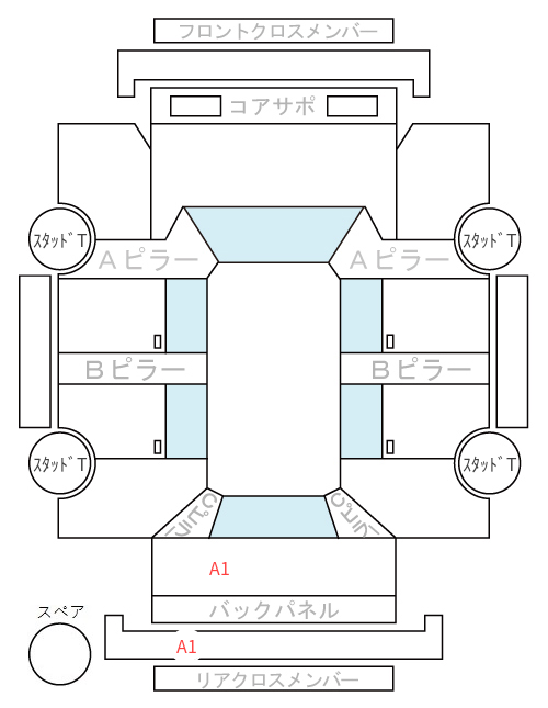 Body condition diagram (damage marks, Japanese labels)