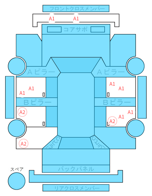 Body condition diagram (damage marks, Japanese labels)