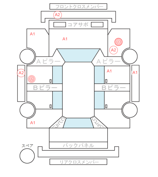 Body condition diagram (damage marks, Japanese labels)