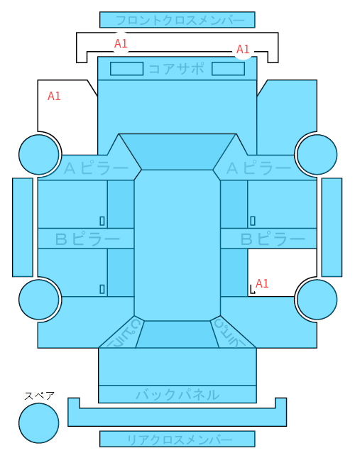 Body condition diagram (damage marks, Japanese labels)