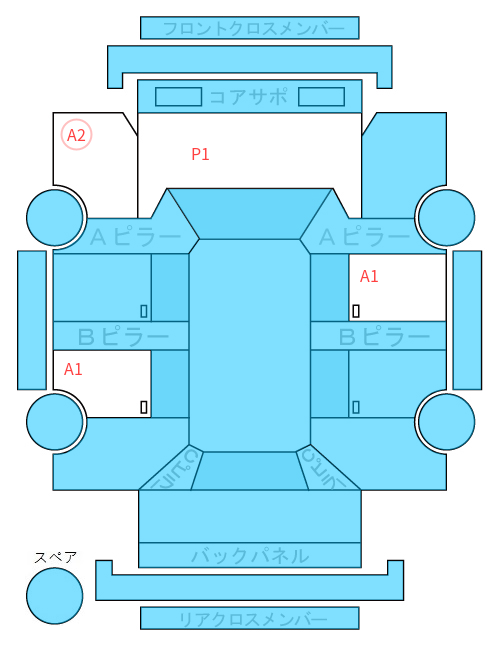 Body condition diagram (damage marks, Japanese labels)