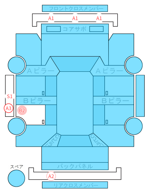 Body condition diagram (damage marks, Japanese labels)