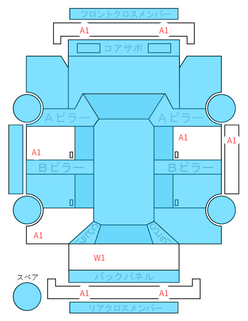 Body condition diagram (damage marks, Japanese labels)