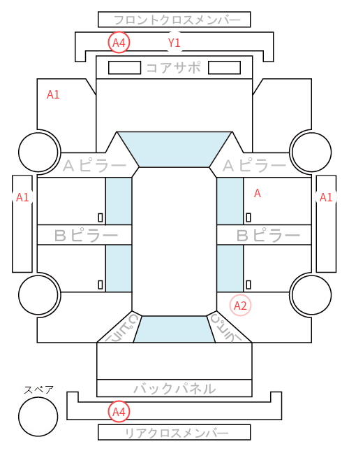 Body condition diagram (damage marks, Japanese labels)