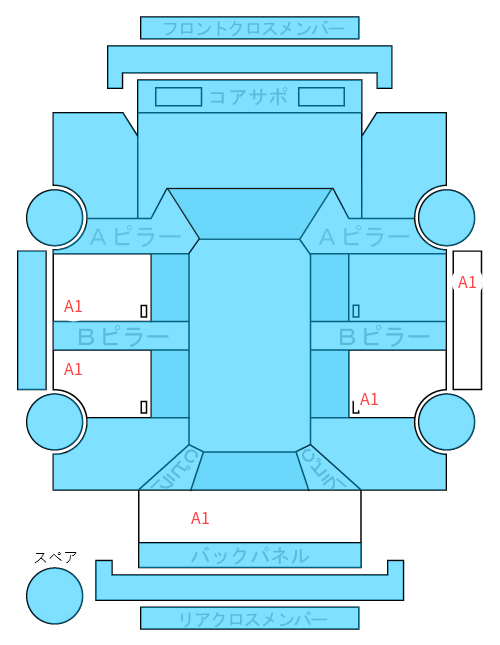 Body condition diagram (damage marks, Japanese labels)