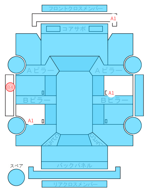 Body condition diagram (damage marks, Japanese labels)