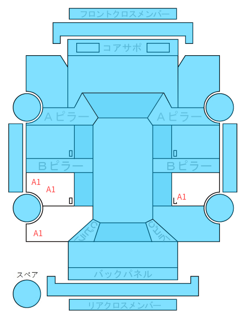 Body condition diagram (damage marks, Japanese labels)