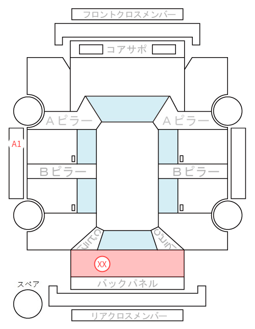 Body condition diagram (damage marks, Japanese labels)