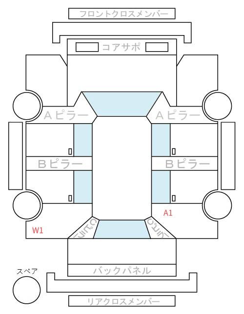 Body condition diagram (damage marks, Japanese labels)