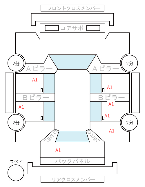 Body condition diagram (damage marks, Japanese labels)