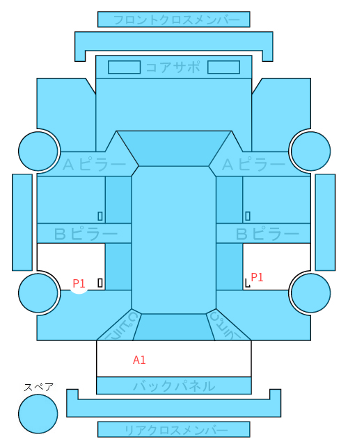Body condition diagram (damage marks, Japanese labels)