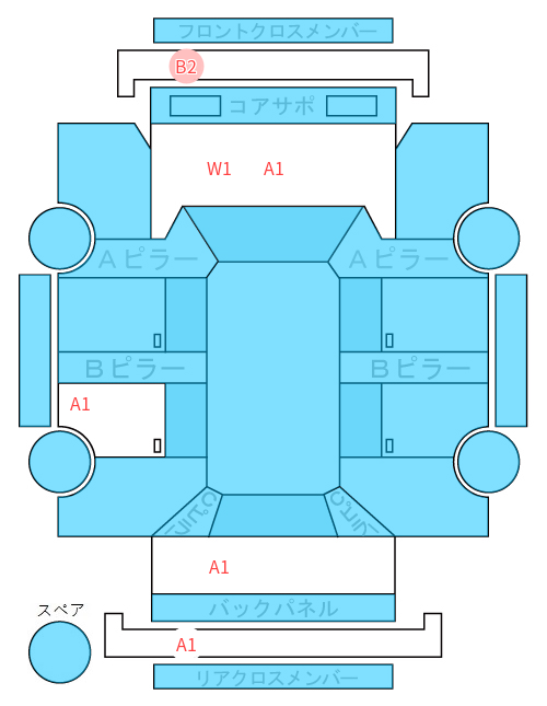 Body condition diagram (damage marks, Japanese labels)