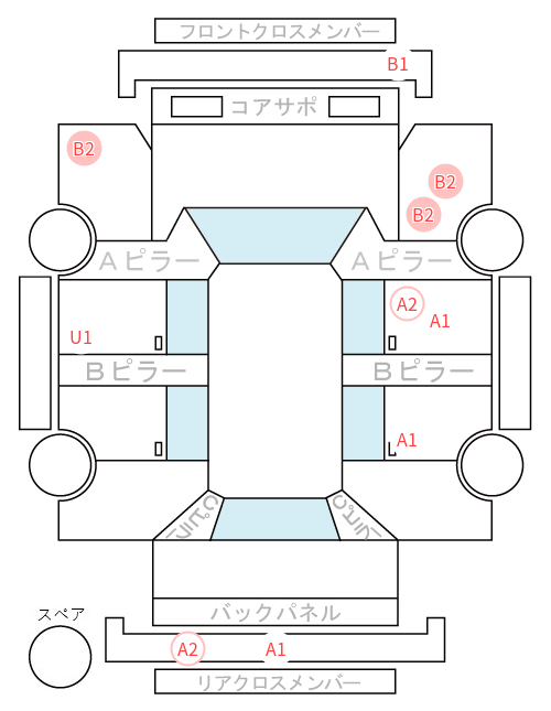 Body condition diagram (damage marks, Japanese labels)