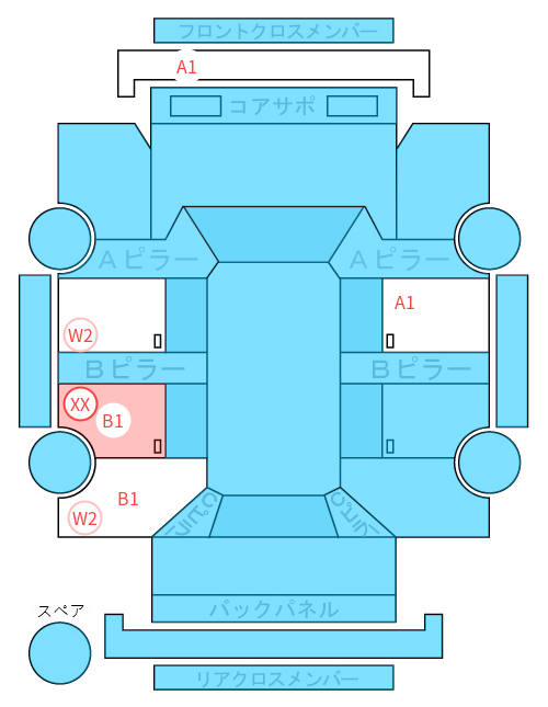 Body condition diagram (damage marks, Japanese labels)