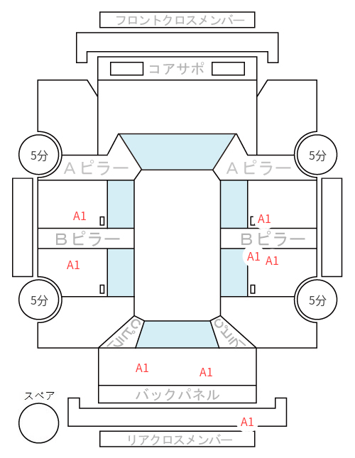 Body condition diagram (damage marks, Japanese labels)