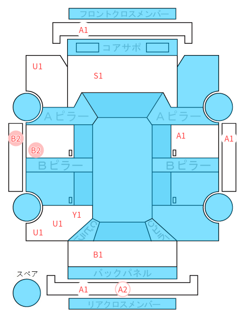 Body condition diagram (damage marks, Japanese labels)