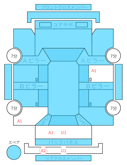 Body condition diagram (damage marks, Japanese labels)