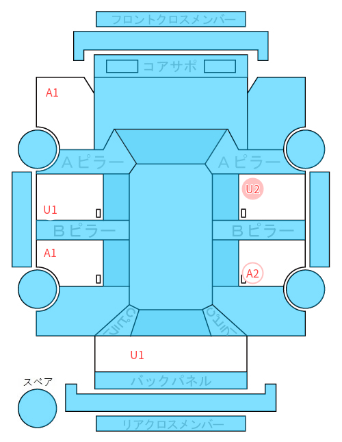 Body condition diagram (damage marks, Japanese labels)