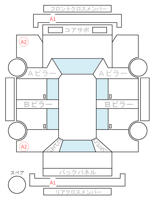 Body condition diagram (damage marks, Japanese labels)