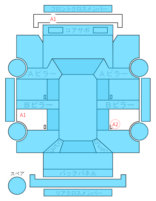 Body condition diagram (damage marks, Japanese labels)