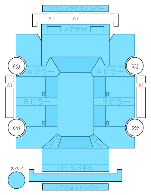 Body condition diagram (damage marks, Japanese labels)