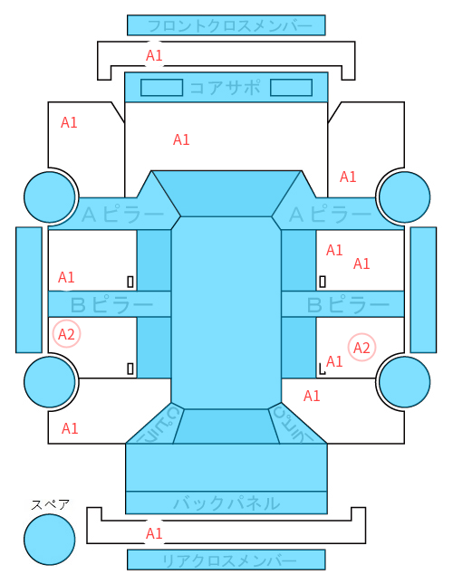 Body condition diagram (damage marks, Japanese labels)