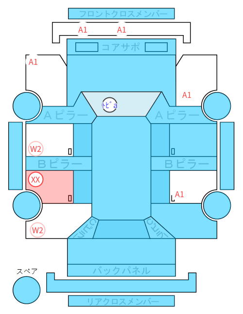 Body condition diagram (damage marks, Japanese labels)
