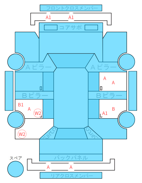 Body condition diagram (damage marks, Japanese labels)