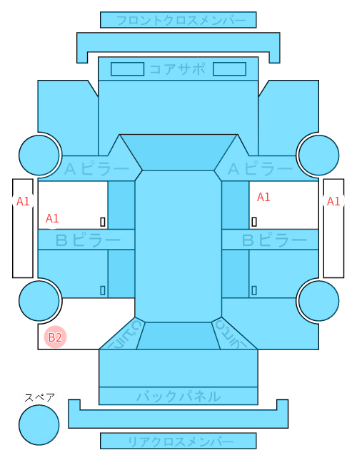 Body condition diagram (damage marks, Japanese labels)