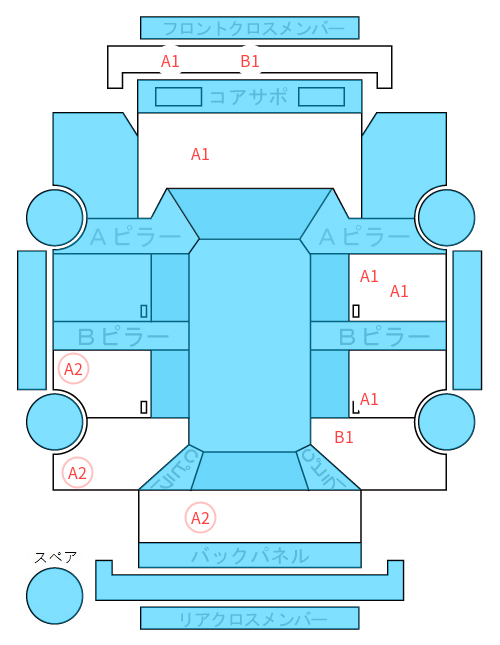 Body condition diagram (damage marks, Japanese labels)