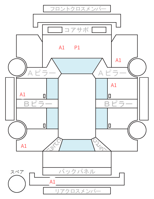 Body condition diagram (damage marks, Japanese labels)