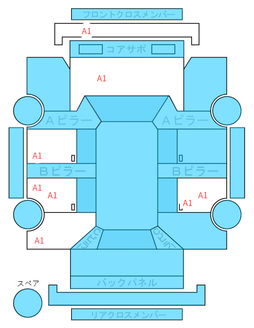 Body condition diagram (damage marks, Japanese labels)