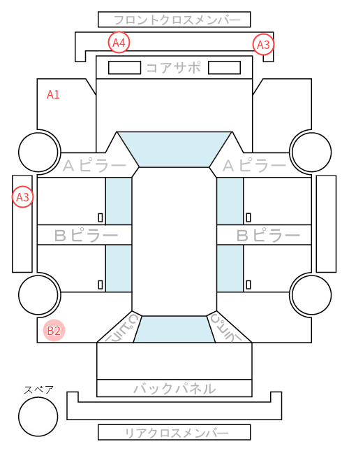 Body condition diagram (damage marks, Japanese labels)