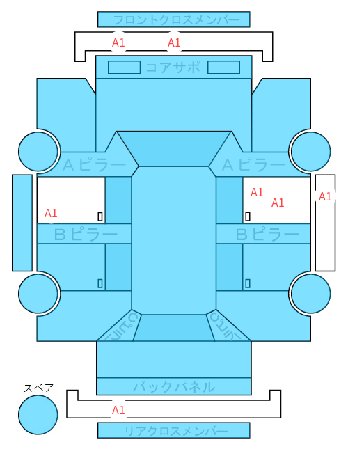 Body condition diagram (damage marks, Japanese labels)