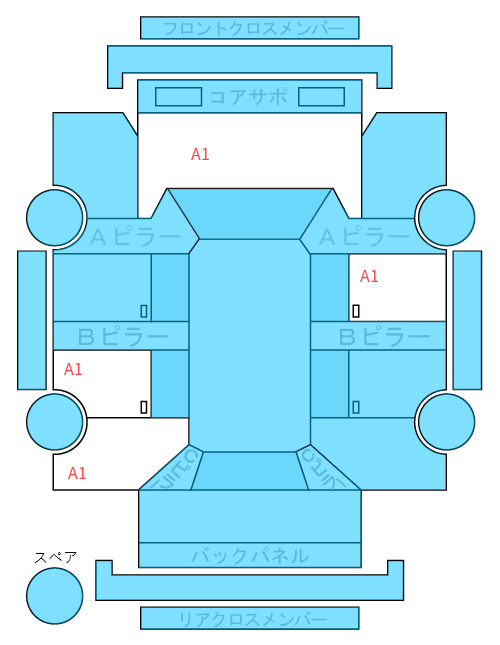 Body condition diagram (damage marks, Japanese labels)