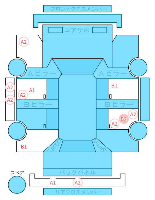 Body condition diagram (damage marks, Japanese labels)